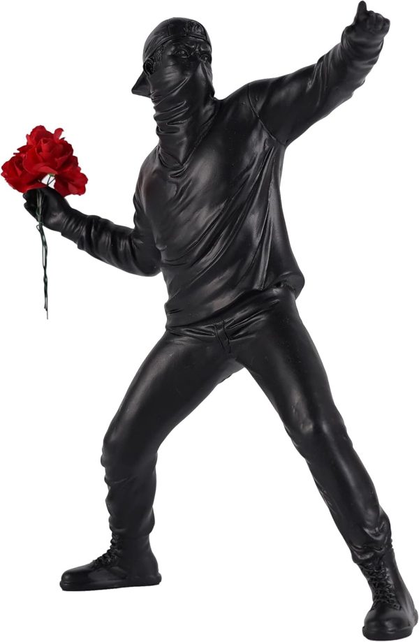 Flower Thrower Sculpture,Resin Statue for Home Decor, Modern Decorative Figurines for Living Room,Office Desk Bookshelf Decoration,Art Ornament Collection (Black)