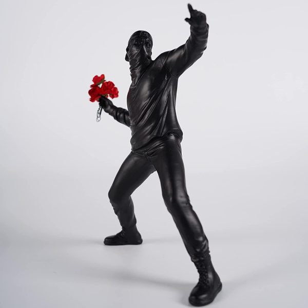 Flower Thrower Sculpture,Resin Statue for Home Decor, Modern Decorative Figurines for Living Room,Office Desk Bookshelf Decoration,Art Ornament Collection (Black) - Image 2