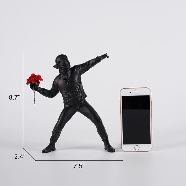 Flower Thrower Sculpture,Resin Statue for Home Decor, Modern Decorative Figurines for Living Room,Office Desk Bookshelf Decoration,Art Ornament Collection (Black) - Image 7