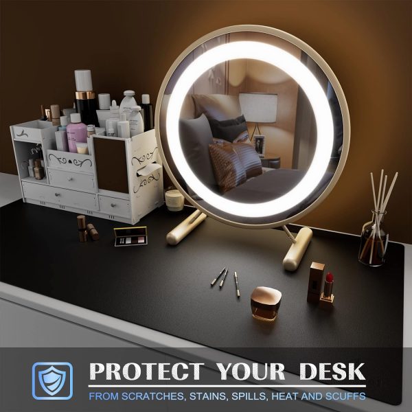 K KNODEL Leather Desk Mat, Large Office Desk Pad, Computer Desk Mat, Laptop Mat for Desk, Desk Protecor Mat, Desktop Mat, Desk Writing Pad, Desk Blotter Pad, Desk Cover Mat (31.5"x15.7", Black) - Image 6