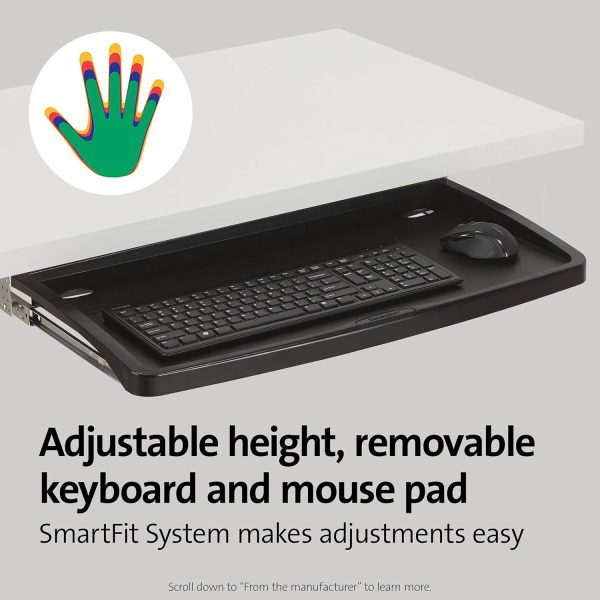 Keyboard Tray Under Desk, SmartFit Ergonomic Slide-Out Keyboard Drawer with Cable Management, Extra-Wide Height Adjustable Keyboard Holder, 24.5" x 11.75", Black K60004US - Image 3