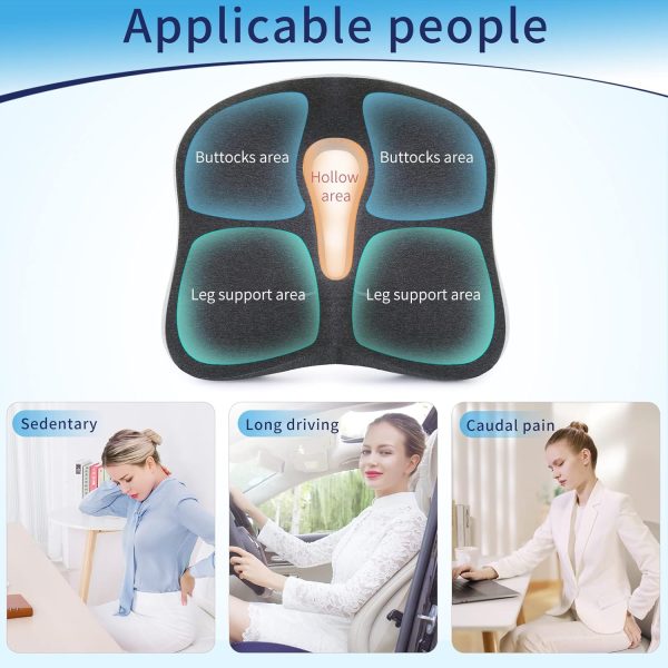 Memory Foam Seat Chair Cushion for Relieves Back Sciatica Pain Tailbone Pain Coccyx Degenerating Disc Orthopedic Osteoarthritis Prostate Cushion Low Back Pain Cushion Hip Shaping (Dark Gray) - Image 6