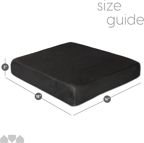 Milliard Memory Foam Seat Cushion Chair Pad 18 x 16 x 3in. with Washable Cover, for Relief and Comfort - Image 3