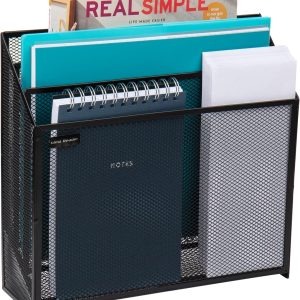 Mind Reader Vertical File Storage, Desktop Organizer, Workspace, Office, Metal Mesh, 12.5" L x 3.75" W x 11.5" H, Black