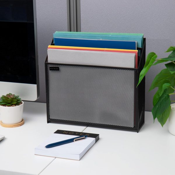 Mind Reader Vertical File Storage, Desktop Organizer, Workspace, Office, Metal Mesh, 12.5" L x 3.75" W x 11.5" H, Black - Image 6