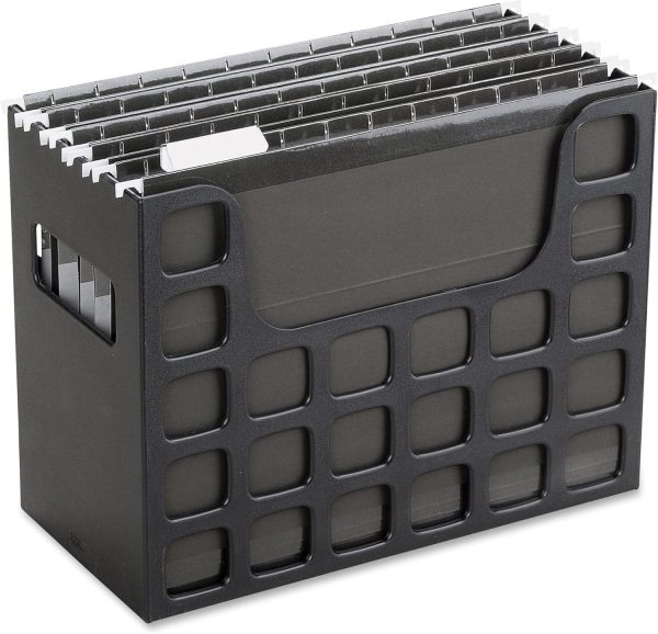 Pendaflex Portable Desktop File, Side Handles, Hanging File Folders, Tabs & Inserts, Letter Size, 9-1/2 x 12-3/16 x 6 Inches, Black (23013) - Image 2