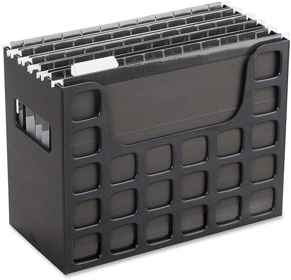 Pendaflex Portable Desktop File, Side Handles, Hanging File Folders, Tabs & Inserts, Letter Size, 9-1/2 x 12-3/16 x 6 Inches, Black (23013) - Image 3