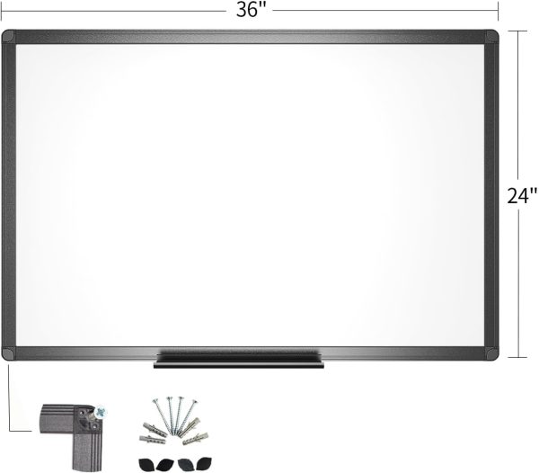 VIZ-PRO Magnetic Dry Erase White Board, 36 X 24 Inches, Black Aluminium Frame - Image 3