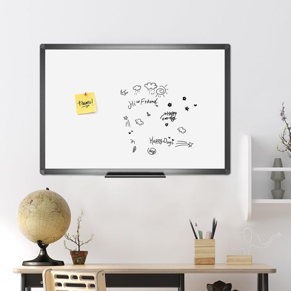 VIZ-PRO Magnetic Dry Erase White Board, 36 X 24 Inches, Black Aluminium Frame - Image 5
