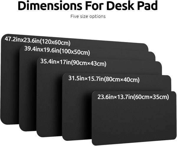 YSAGi Leather Desk Pad Protector, Office Desk Mat, Large Mouse Pad, Non-Slip PU Leather Desk Blotter, Laptop Desk Pad, Waterproof Desk Writing Pad for Office and Home (Black, 23.6" x 13.8") - Image 8